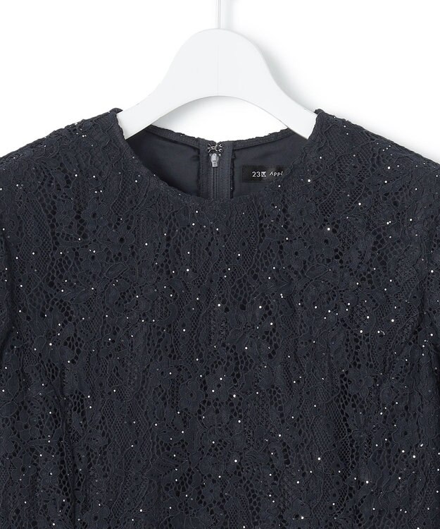 23区 【APPLAUDIR】スパンコールレース ドレス ネイビー系