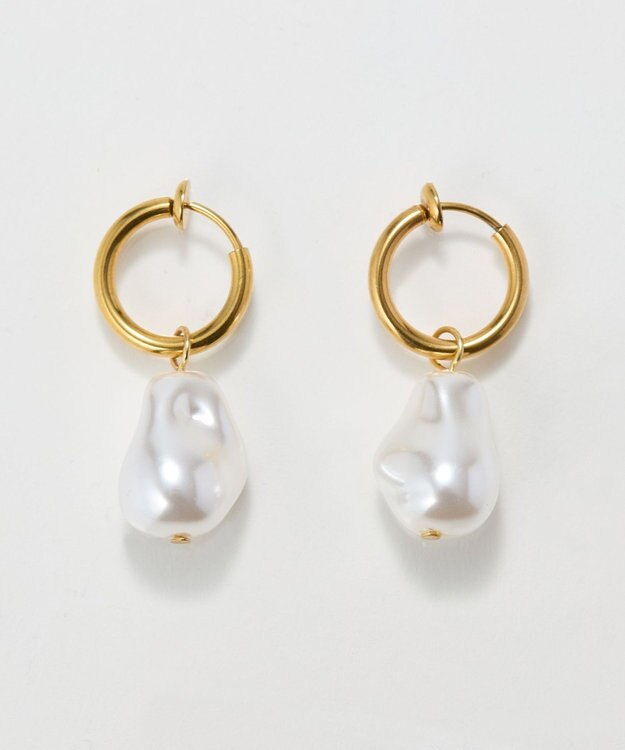 Phoebe 〈金属アレルギー対応〉バランスバロックパールフープイヤリング　ゴールド/ステンレス/大ぶり/存在感◎/主役級 ゴールド