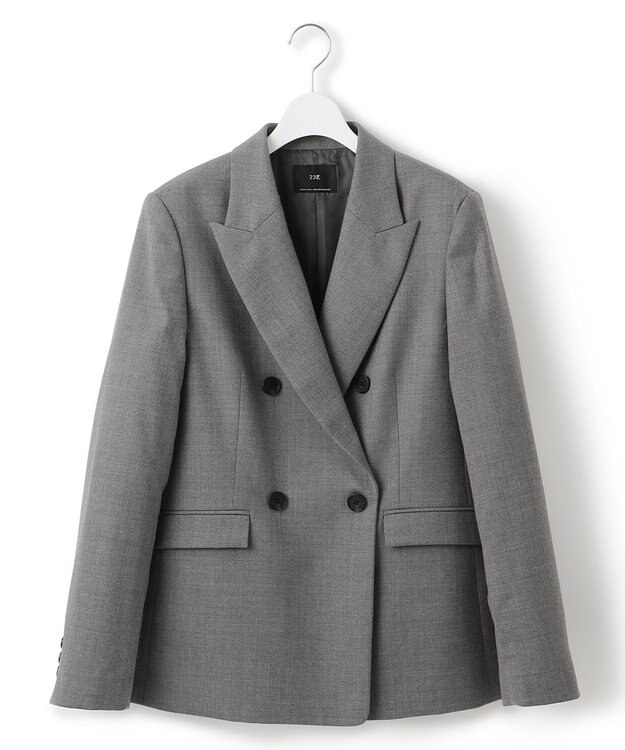 23区 【セットアップ対応】TWサキソニー ダブル ジャケット ライトグレー系