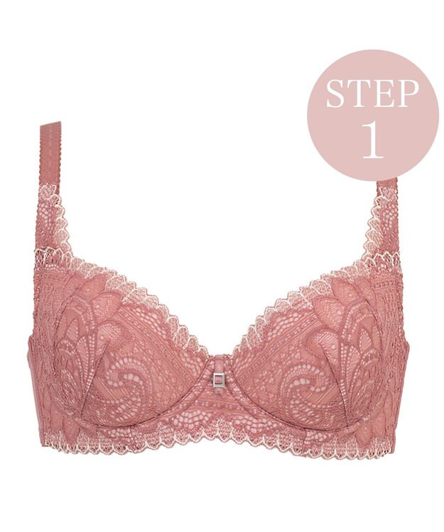 BRADELIS New York 【BRADELIS New York】ジャスミンステップ1ブラ23A2 幅広ワイヤーでしっかりお肉を集めて谷間を作る補整ブラ ピンク