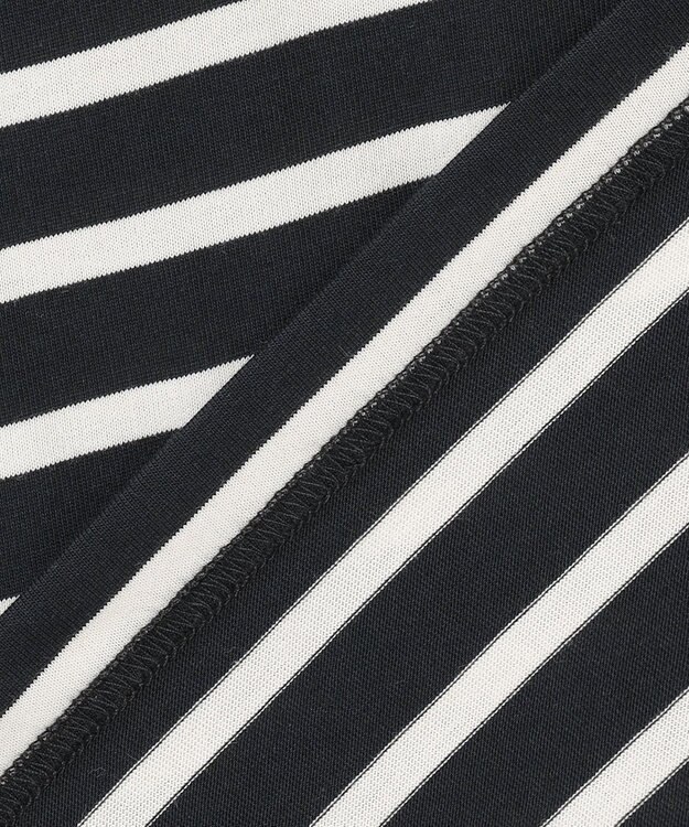 J.PRESS YORK STREET 【WOMEN】ボーダーキャップスリーブ Tシャツ ブラック系1