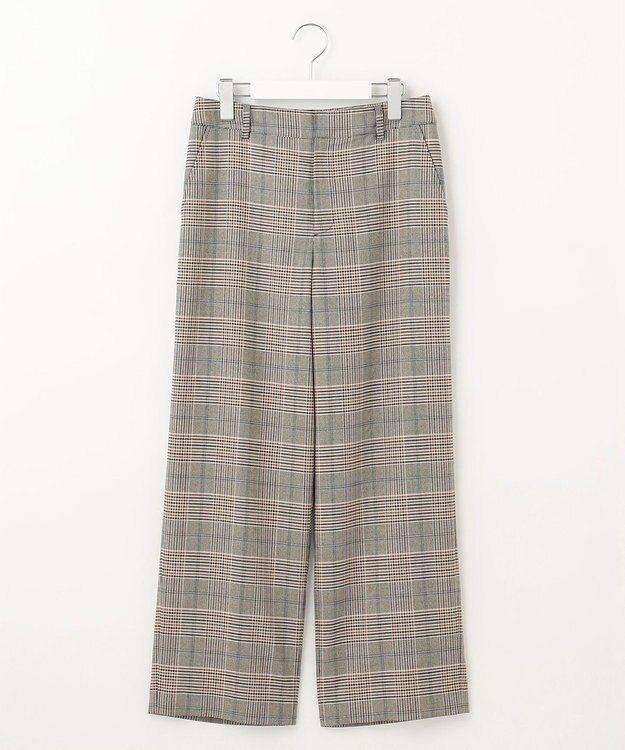 J.PRESS LADIES 【洗える】PL/Visストレッチチェック セミワイド パンツ グレー系3