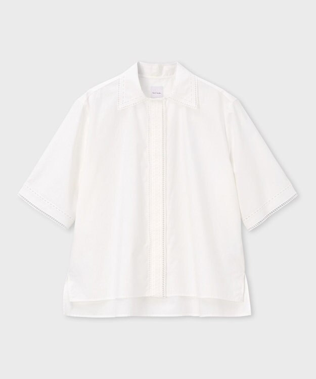 Paul Smith エンブロイダリー 半袖ブラウス オフホワイト