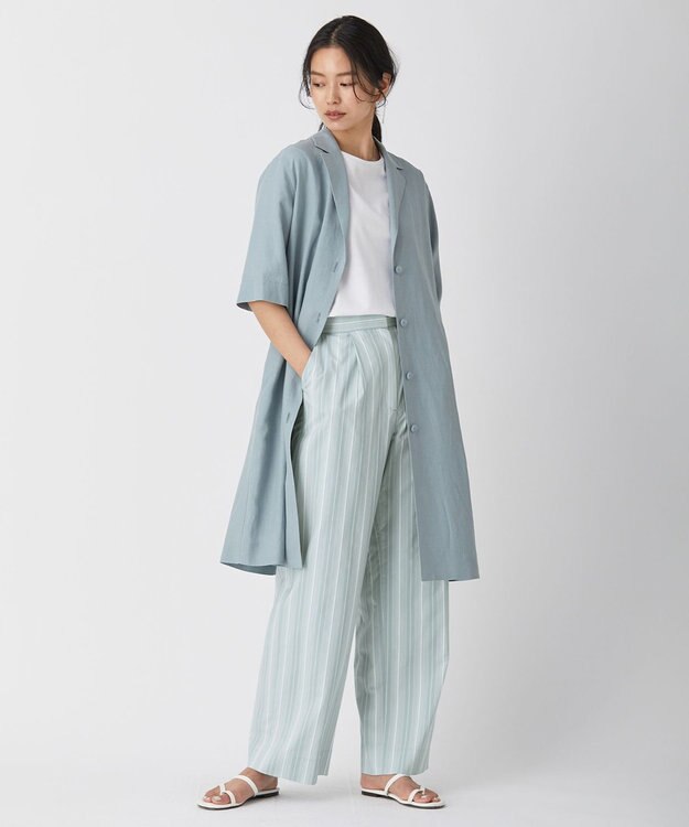 ICB 【洗える】 Unleash  半袖ロングジャケット ジェイドグレー系