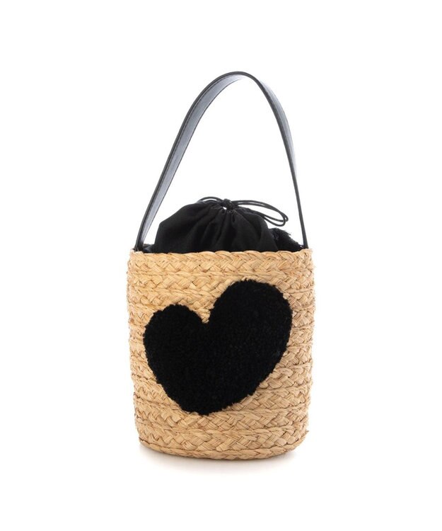 UNBILLION カシュカシュ cachecache / ハート付ラフィアバケットトート カゴバッグ ブラック