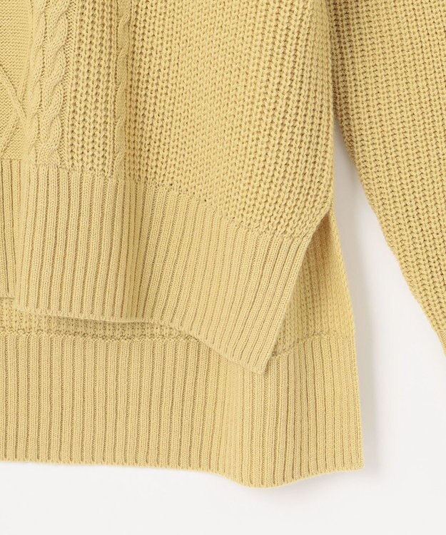 ANY SIS 【洗える】スフレハイネックケーブル ニット ライトイエロー