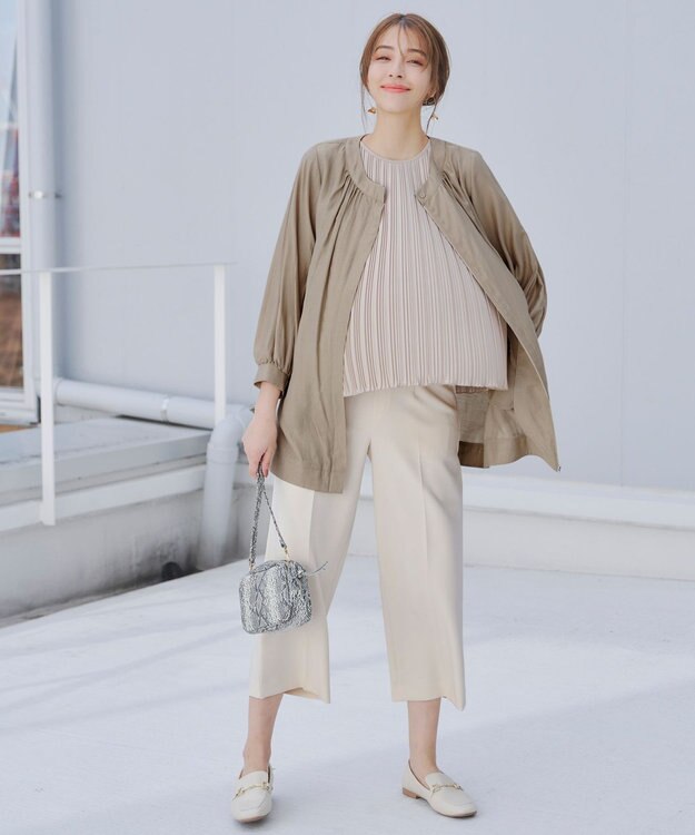 Tiaclasse 【洗える】シアーロングブルゾン ベージュ