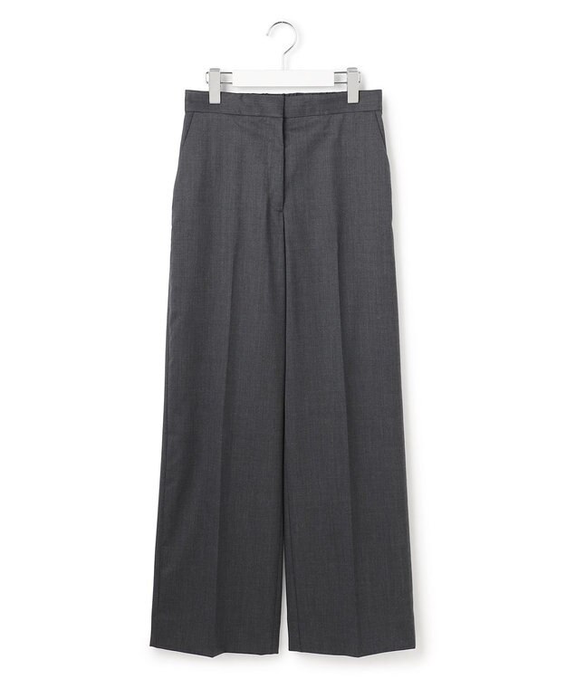 ICB 【洗える】T/Wブロード ワイドストレートパンツ チャコール系