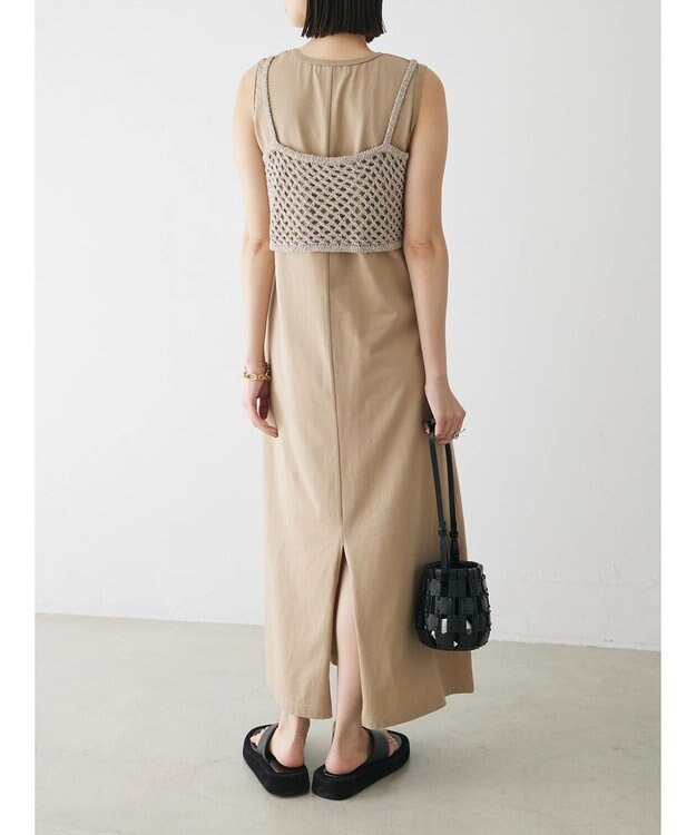 Green Parks ニットビスチェ付きカットソーワンピース Beige