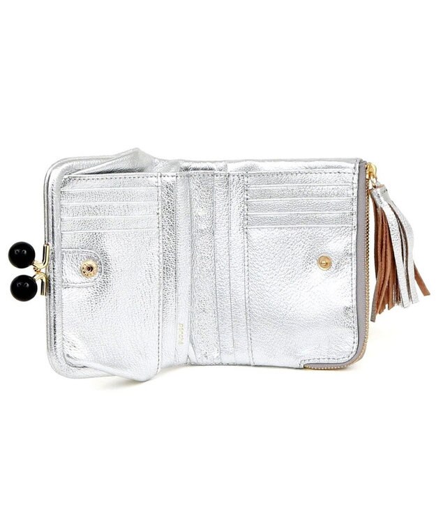 UNBILLION ペルケ perche / アクリル玉がま口2つ折り財布 シルバードット