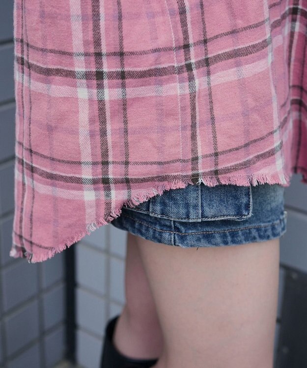 WEGO チェックBIGネルシャツ ピンク