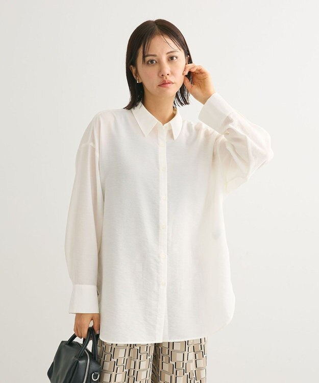 Green Parks ””とろっ””とシルキーシャツ Off White