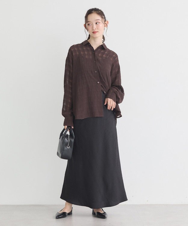 earth music&ecology シャドーチェックシャツ Brown