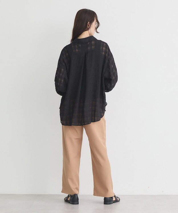 earth music&ecology シャドーチェックシャツ Black