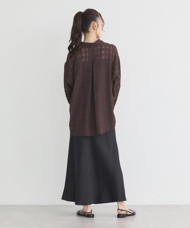 earth music&ecology シャドーチェックシャツ Brown