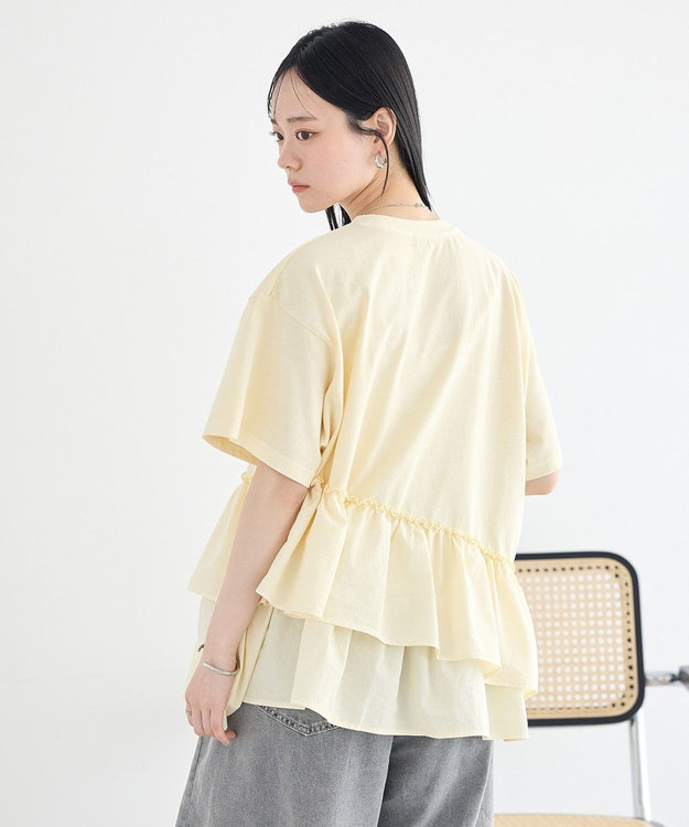 earth music&ecology 異素材ドッキンググラフィックTシャツ Ivory