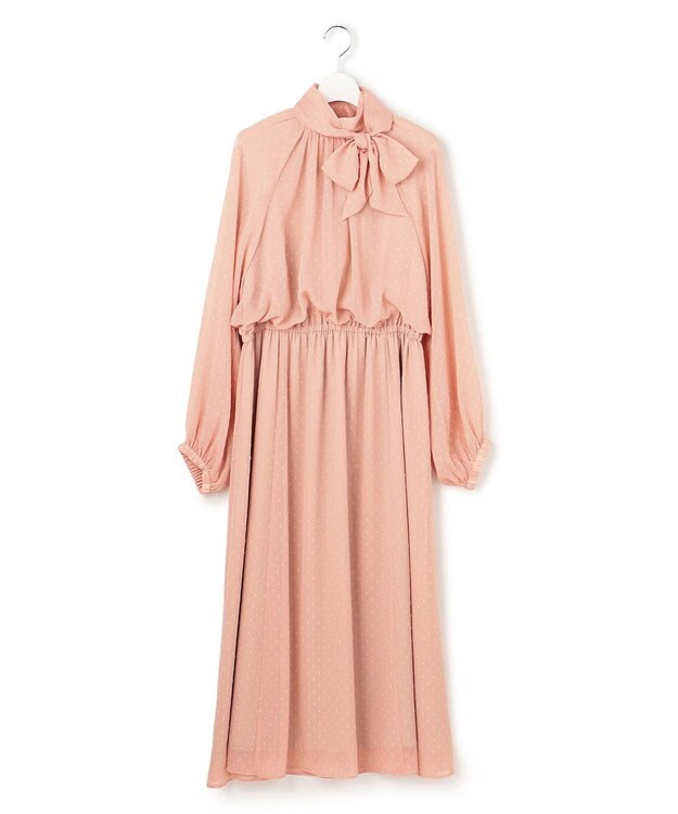 23区 【APPLAUDIR】ドットクレープシフォン ドレス ローズ系