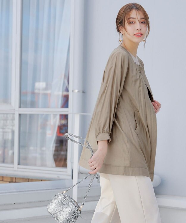 Tiaclasse 【洗える】シアーロングブルゾン ベージュ