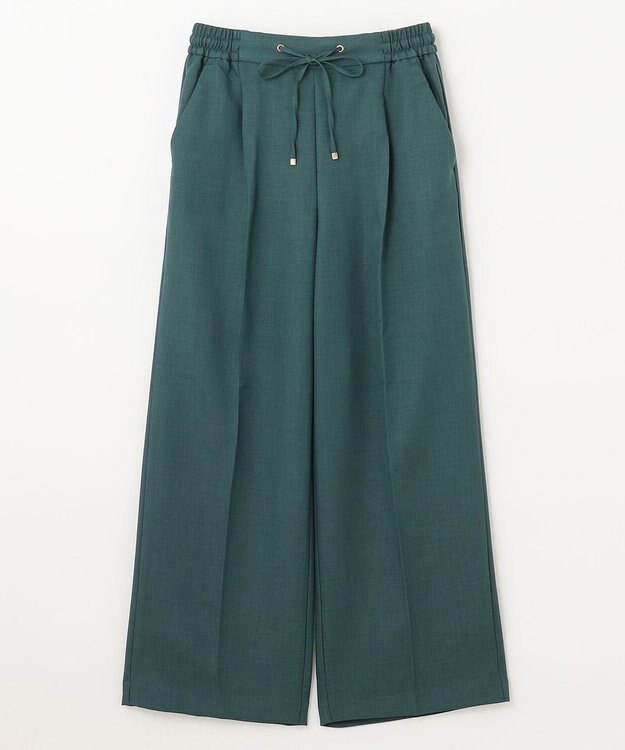 ANY 【洗濯機可能/セットアップ対応/ウエストゴム】イージィケア美脚ワイドパンツ グリーン