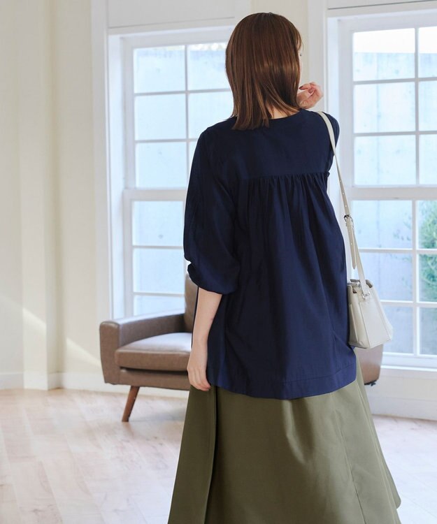 Tiaclasse 【洗える】シアーロングブルゾン ネイビー