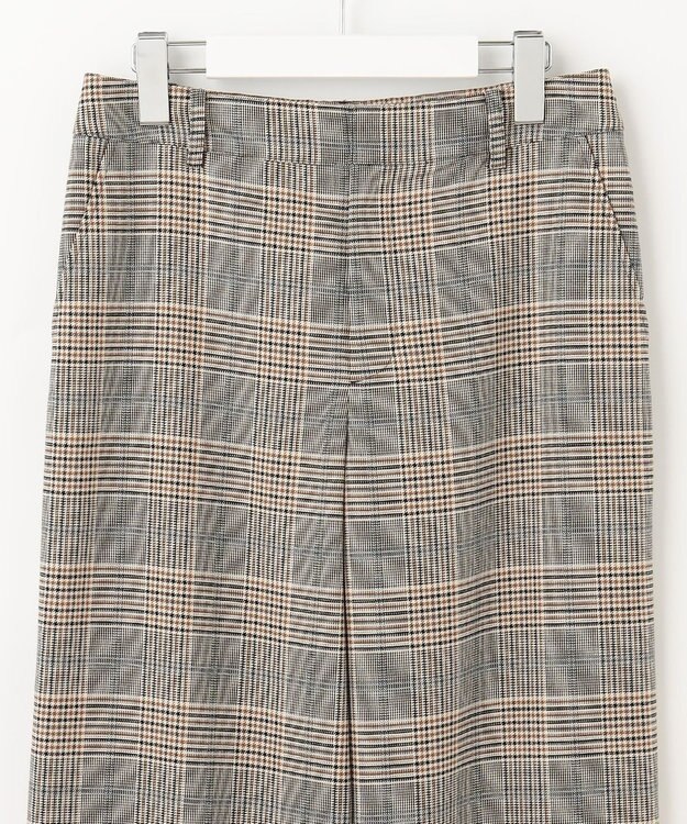 J.PRESS LADIES 【洗える】PL/Visストレッチチェック セミワイド パンツ グレー系3