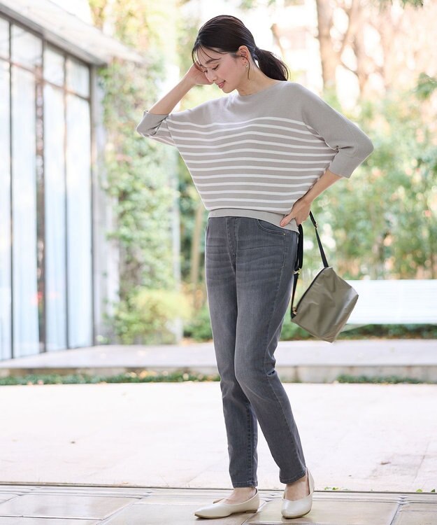 ANY 【洗濯機可/ウエストゴム/ストレッチ】ウルトライージーデニムパンツ グレー