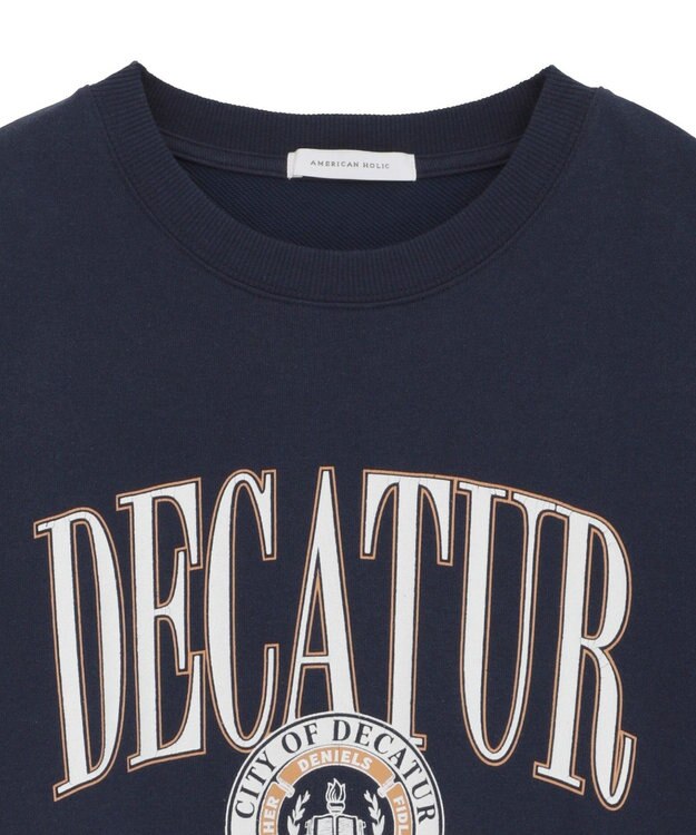 AMERICAN HOLIC カレッジロゴクラックプリント裏毛プルオーバー Navy