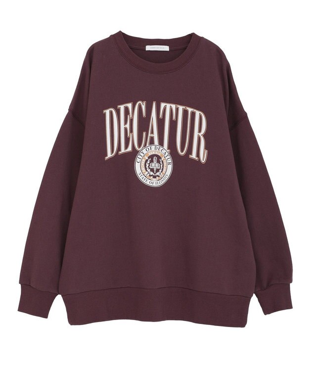 AMERICAN HOLIC カレッジロゴクラックプリント裏毛プルオーバー Brown