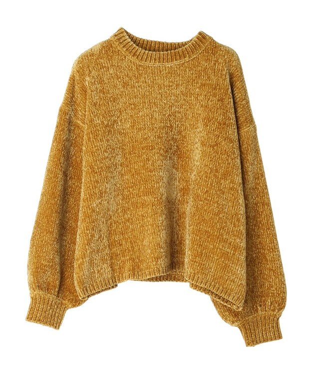 earth music&ecology シャイニーベロアモールプルオーバー Mustard