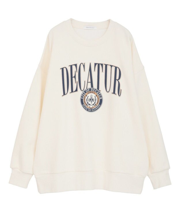 AMERICAN HOLIC カレッジロゴクラックプリント裏毛プルオーバー Off White