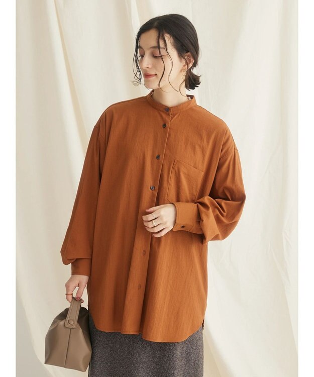 CRAFT STANDARD BOUTIQUE レーヨンデシンバンドカラーシャツ Orange