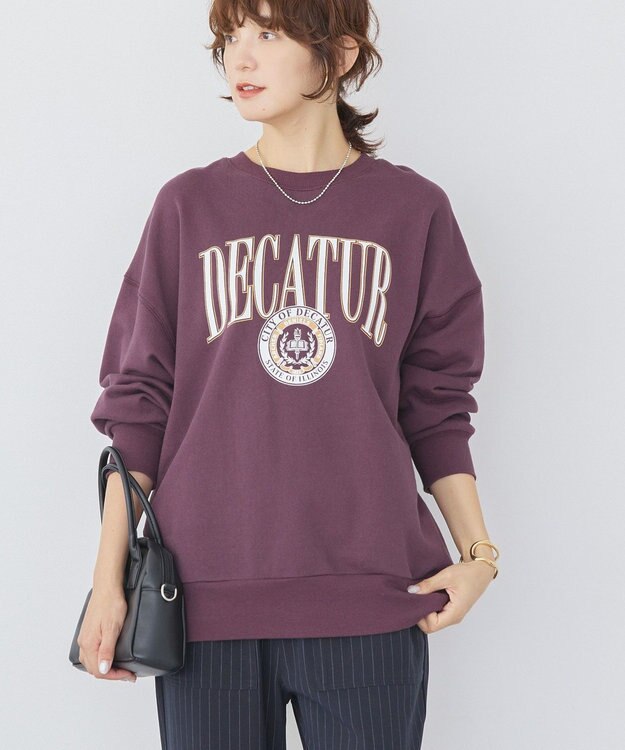 AMERICAN HOLIC カレッジロゴクラックプリント裏毛プルオーバー Brown