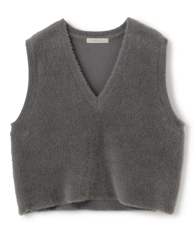 UNFILO L ナイロンシャギー ベスト チャコール