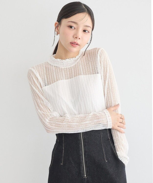 earth music&ecology レースドッキングプルオーバー Ivory