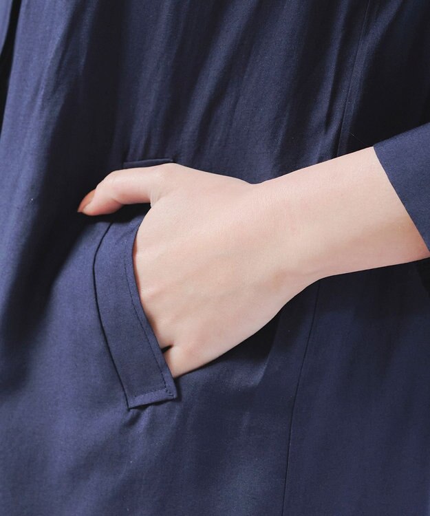 Tiaclasse 【洗える】シアーロングブルゾン ネイビー