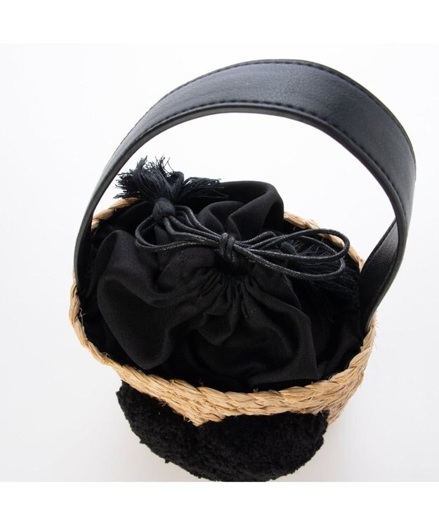 UNBILLION カシュカシュ cachecache / ハート付ラフィアバケットトート カゴバッグ ブラック