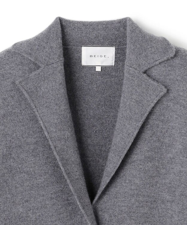 BEIGE， CHICORA / レザーポケット付きウールニットジャケット Md.Gray