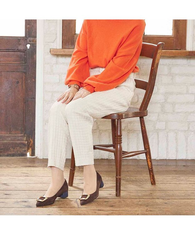 MODE ET JACOMO <MODE ET JACOMO>ポインテッドトゥバックルパンプス ダークブラウンスエード