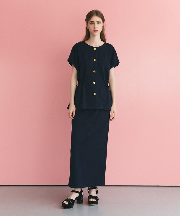 GRACE CONTINENTAL ダブルクロスジャージトップ ネイビー