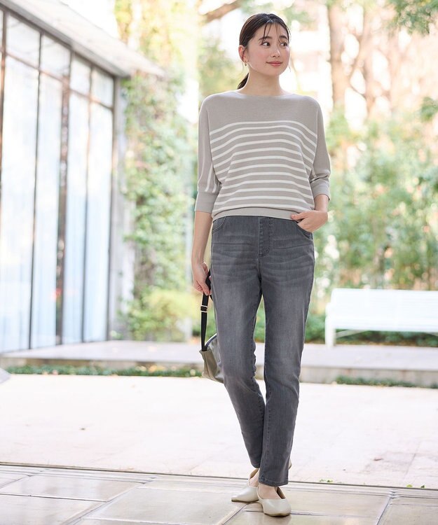 ANY 【洗濯機可/ウエストゴム/ストレッチ】ウルトライージーデニムパンツ グレー