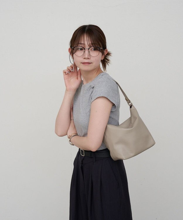 russet ソフトレザーシンプルショルダーバッグ(CE-1328-WEB) GrayBeige2
