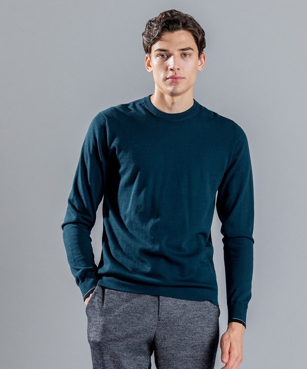 JOSEPH HOMME エッセンシャルメリノ　クルーネック ピーコックグリーン系