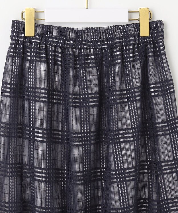 ANY SIS L レーシーチェック スカート ネイビー