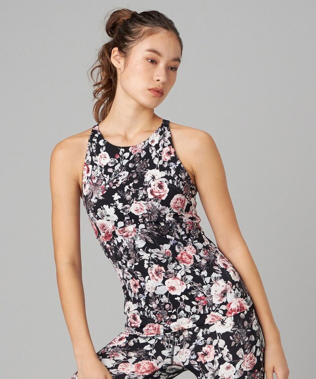 Chacott Chacott BALANCE ホリデーローズブラトップ ブラックプリント