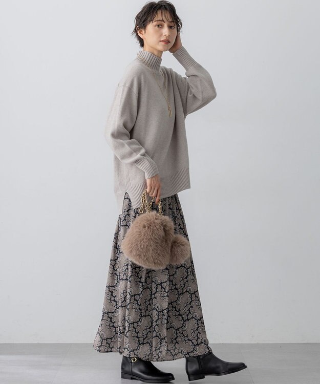 23区 S 【見上愛さんコラボカラー/Oggi掲載】カシミヤブレンド ハイネック ニット ベージュ系