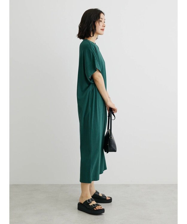 Green Parks 接触冷感　袖切替えカットワンピース Green