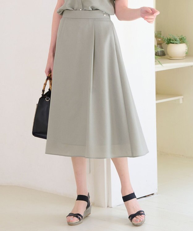 ANY SIS 【美人百花6月号掲載】スムージーポリエステル スカート ライトカーキ