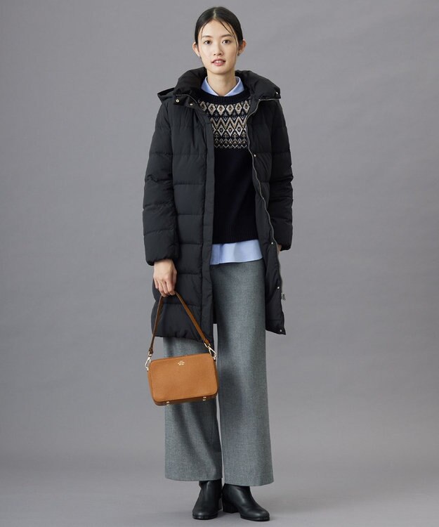 J.PRESS LADIES S ブラッシュドマルチポリ ロング ダウン コート ブラック系