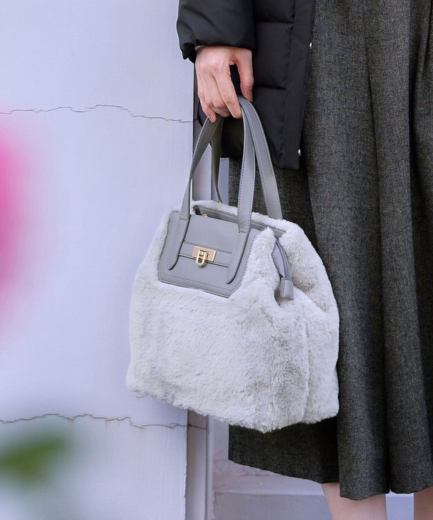 ANY SIS 【2WAY】ベルトメタルファートート バッグ ライトグレー