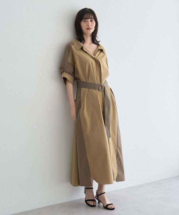 YECCA VECCA ベルト付きスキッパーシャツワンピース Beige